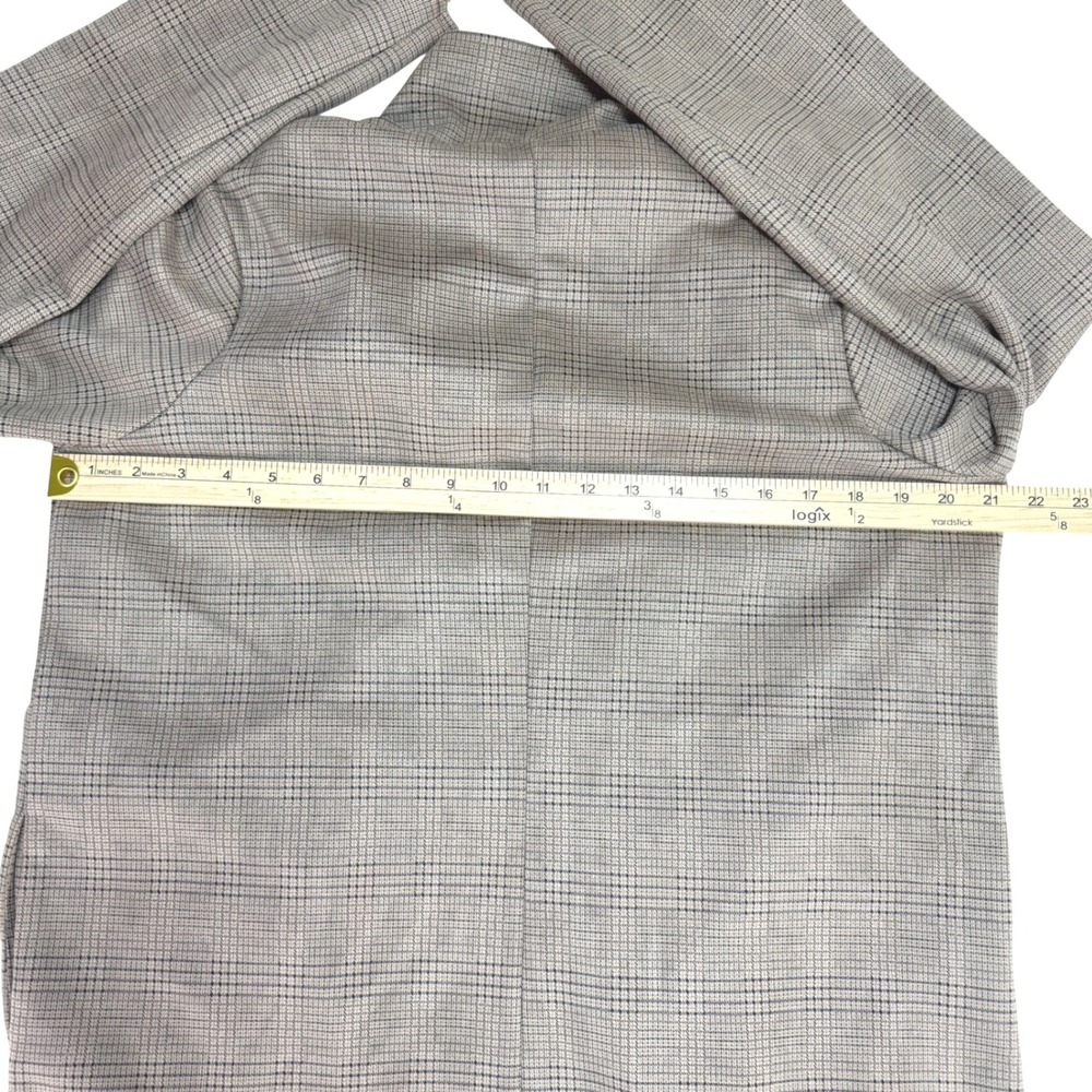 BUCKLE BLACK Plaid Trench Flyaway Jacket Brown Faux Suede Raw Edge Pocket Size M - Picture 8 of 9
